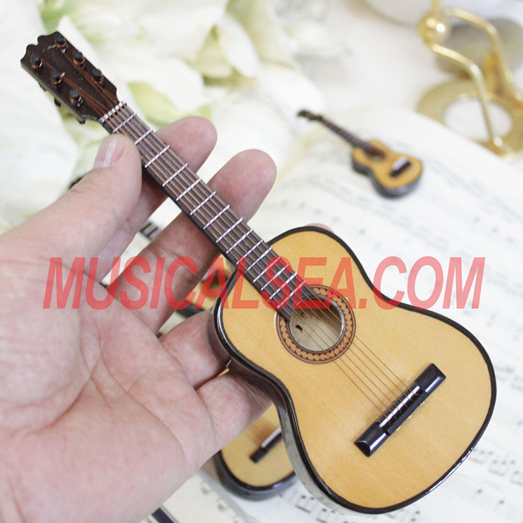 Miniature guitar replica for wooden ornament 